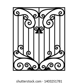 Wrought iron modules, usable as fences, railings, window grilles isolated on white background eps10