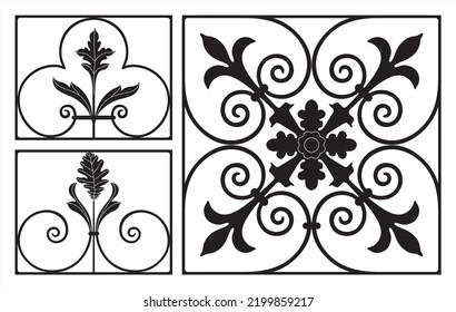 Wrought iron ornament over white background