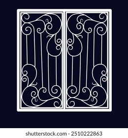 Wrought iron pattern for home decoration design, white windows
