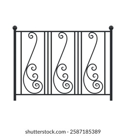 Wrought iron railings with decorative patterns that showcase elegant curves and swirls. Ideal for enhancing residential or commercial spaces, they add a touch of sophistication.