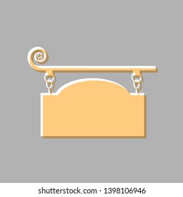 Wrought iron sign for old-fashioned design. Emboss effect with light orange icon on gray background.