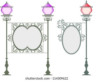 Wrought Iron signage with Lamp