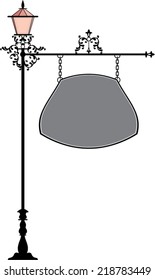 Wrought Iron Signage With Lamp