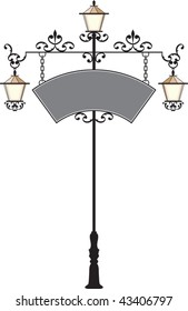 Wrought Iron Signage with Lamp