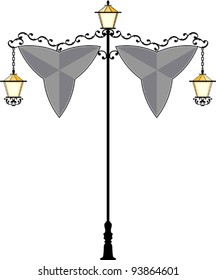 Wrought Iron signage with Lamp