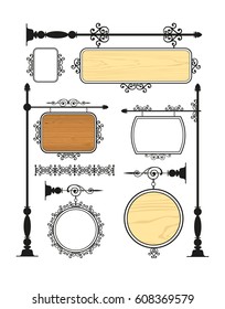 Wrought Iron Signage vector set