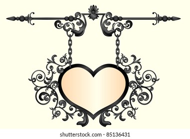 Wrought  Iron Signboard In Shape Of Heart