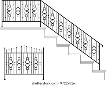 Wrought Iron Stairs Railing, Gate, Picket Design