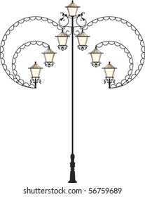 Wrought Iron Street Lamp Stock Vector (Royalty Free) 56759689