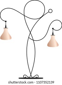 Wrought Iron Table Floor Lamp Vector Illustration