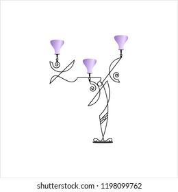 Wrought Iron Table Floor Lamp Design Vector Art Illustration