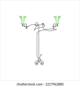 Wrought Iron Table Floor Lamp Design Vector Art Illustration