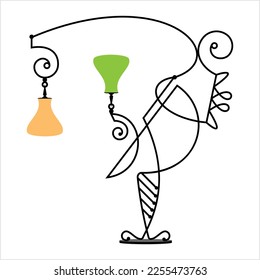 Lámpara del suelo de la mesa de hierro forjado, lámpara metálica de soporte de vectores Ilustración de arte