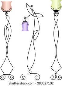 Wrought Iron Table Floor Lamp Vector Illustration