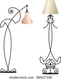 Ilustración del vector de la lámpara de la lámpara de la mesa de hierro forjado