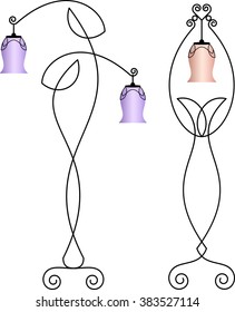 Wrought Iron Table Floor Lamp Vector Illustration