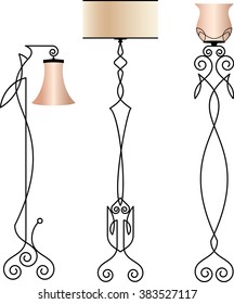 Ilustración del vector de la lámpara de la lámpara de la mesa de hierro forjado