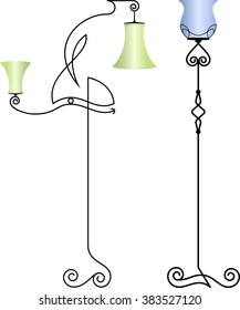 Wrought Iron Table Floor Lamp Vector Illustration