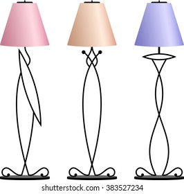 Wrought Iron Table Floor Lamp Vector Illustration