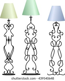 Wrought Iron Table Floor Lamp Vector Illustration