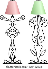 Wrought Iron Table Floor Lamp Vector Illustration