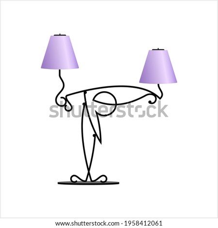 Wrought Iron Table Floor Lamp Vector Art Illustration
