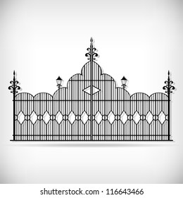 Wrought iron vector gate and design elements