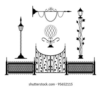 Wrought iron vintage signs and decor elements
