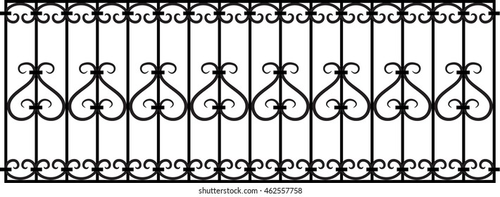 Wrought-iron fence with decorative elements