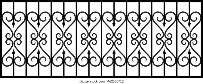Wrought-iron fence with decorative elements