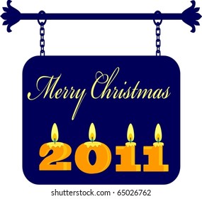 Wrought-iron sign with the image of candles