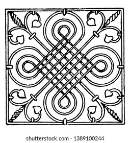 Wrought-Iron Square Panel is a German Renaissance design, vintage line drawing or engraving illustration.