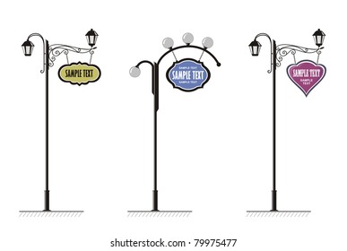 wrought-iron street lamps with a sign for advertising, the vector