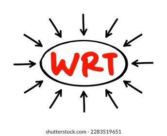 WRT - Con respecto al texto del acrónimo con flechas, fondo del concepto