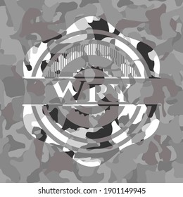 Wry grey camouflaged emblem. Vector Illustration. 