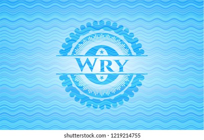 Wry water wave emblem background.