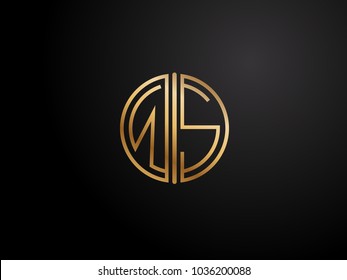 WS circle Shape Letter logo Design in gold color
