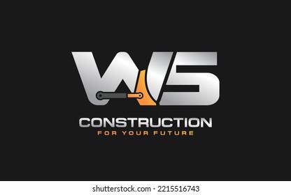 WS Dozer logo vector for construction company. Heavy equipment template vector illustration for your brand.