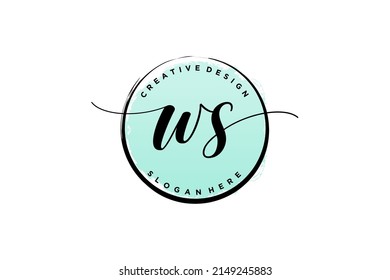 WS handwriting logo with circle template vector signature, wedding, fashion, floral and botanical with creative template.