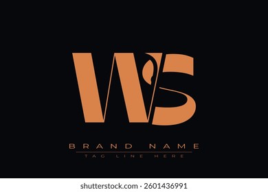 WS initial letter logo design. Letter W and S luxury alphabet letter logo icon template