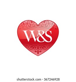 W&S initial letter logo with ornament heart shape
