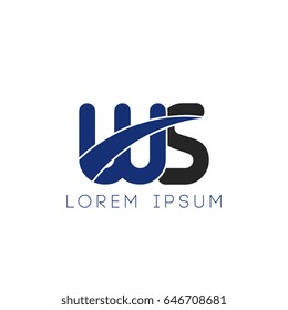 ws initial letter uppercase logo blue and black