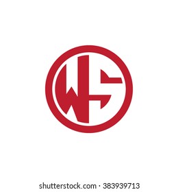 WS initial letters circle business logo red