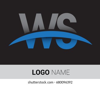 WS initial logo company name colored grey and blue swoosh design.