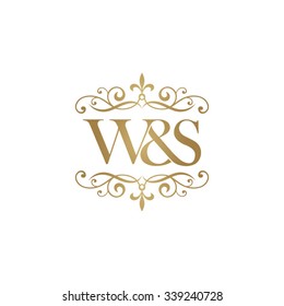 W&S Initial logo. Ornament ampersand monogram golden logo