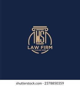 WS initial monogram for law firm with creative circle line