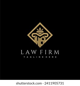 WS initial monogram logo for lawfirm with pillar in creative square design