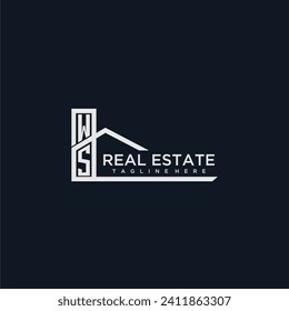 WS initial monogram logo for real estate with creative home image
