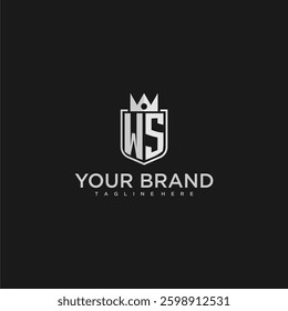 WS initial monogram shield and crown vector image