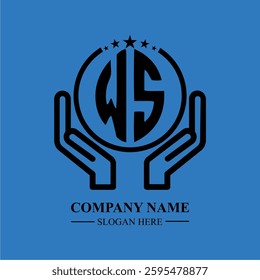 WS initials held within hands, symbolizing trust and protection. The circle represents unity, while stars highlight excellence and ambition.